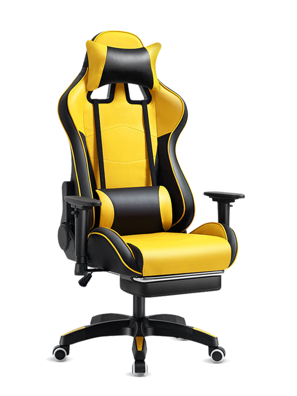 Billig gul og svart PU-skinn Høy Back Office Gaming Stol 