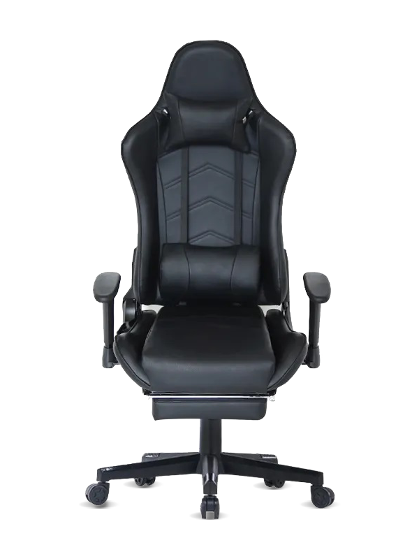 2021 Kontormøbler Justerbar Spillestol i sort skinn  2021 Kontormøbler Justerbar Spillestol i sort skinn